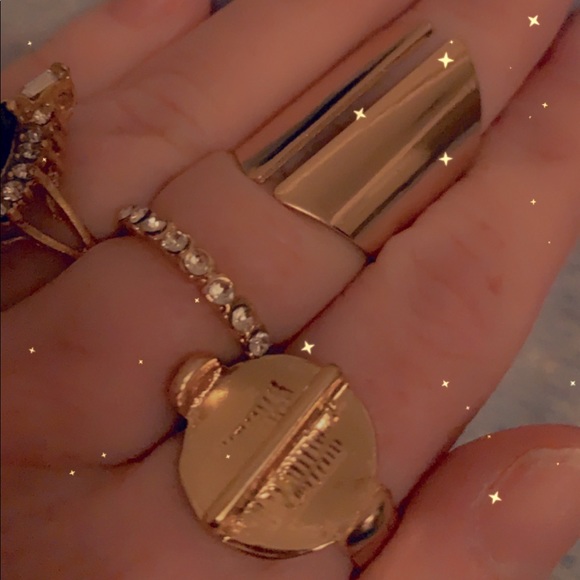 Gorgeous Stackable Knuckle Ring Set Black Jewel & Bling Rings Gold boutique NEW - Picture 4 of 17